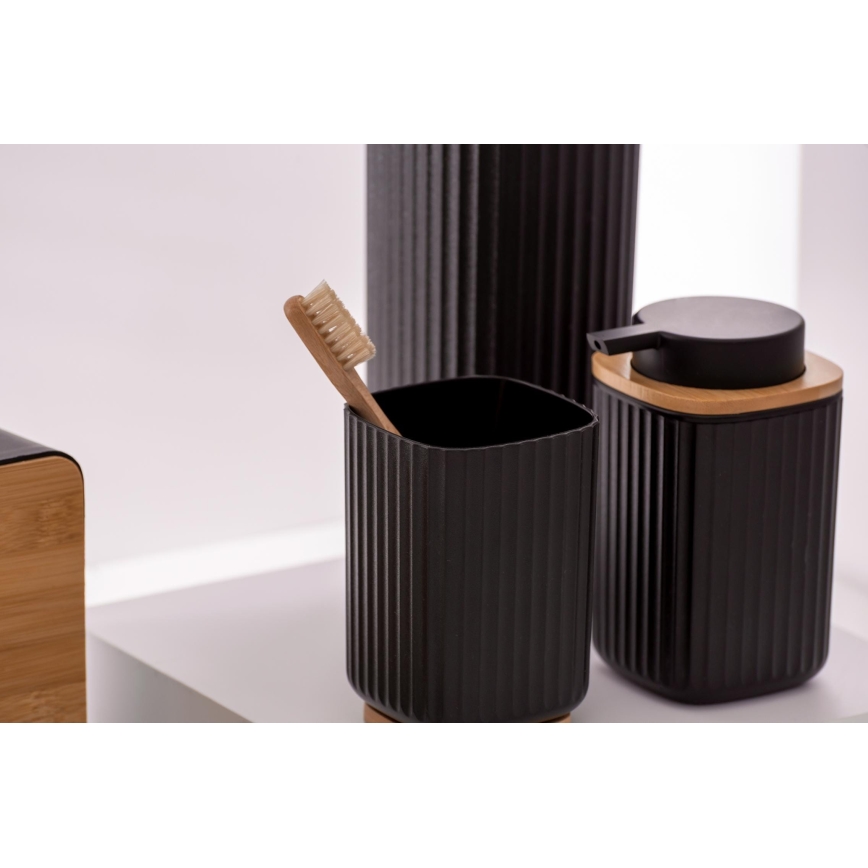 WENKO 25304100 - Zestaw do WC ROTELLO 10x36 cm czarny/brązowy