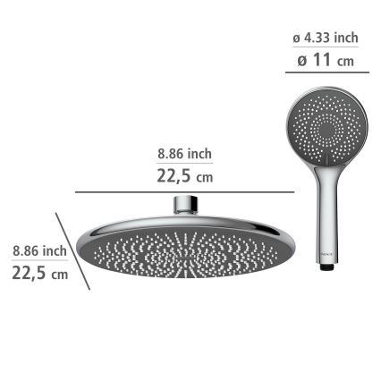 WENKO 25310100 - Zestaw prysznicowy WATERSAVING SYSTEM stal nierdzewna / chrom błyszczący
