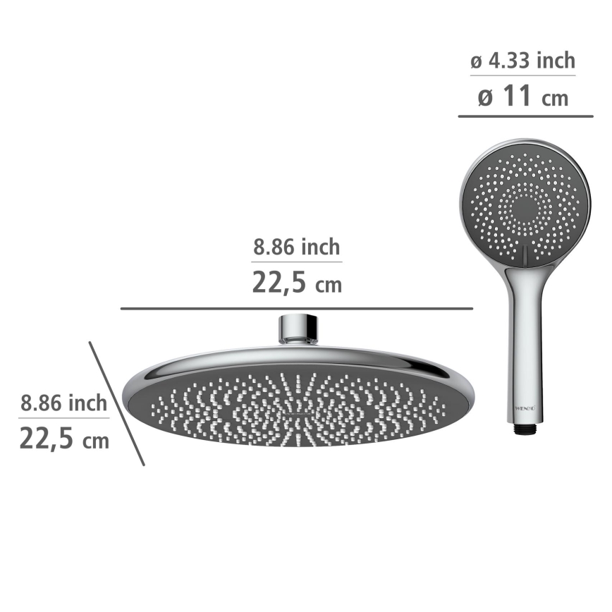 WENKO 25310100 - Zestaw prysznicowy WATERSAVING SYSTEM stal nierdzewna / chrom błyszczący