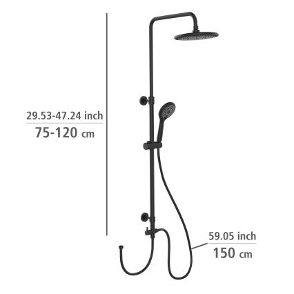 WENKO 25311100 - Zestaw prysznicowy WATERSAVING SYSTEM 120 cm czarny