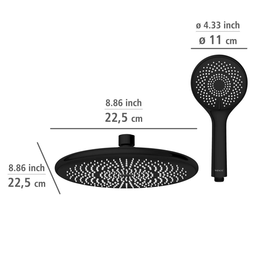 WENKO 25311100 - Zestaw prysznicowy WATERSAVING SYSTEM 120 cm czarny