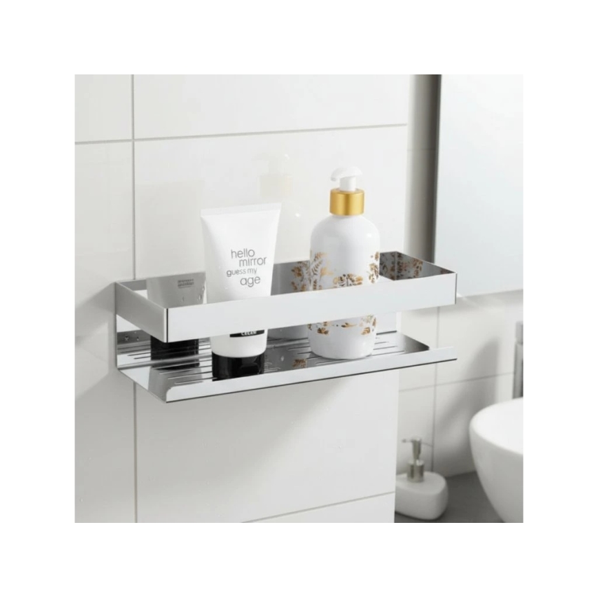 WENKO 25413100-Półka TURBO-LOC GENOVA SHINE 30x10,5 cm srebrna