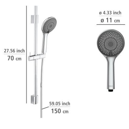 WENKO 25452100 - Zestaw prysznicowy WATERSAVING SYSTEM 70 cm srebrny