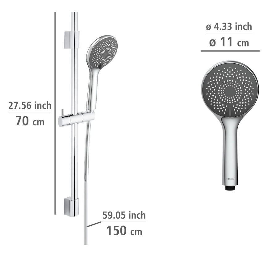 WENKO 25452100 - Zestaw prysznicowy WATERSAVING SYSTEM 70 cm srebrny