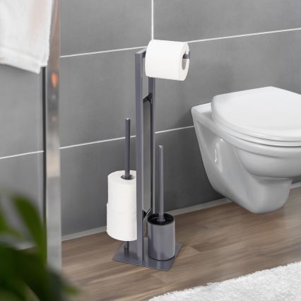 WENKO 25552100 - Szczotka do WC RIVALTA 18x70 cm szaro-czarna