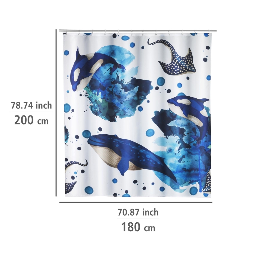 WENKO 25749100 - Zasłona prysznicowa AQUARIS 180x200 cm wielobarwna
