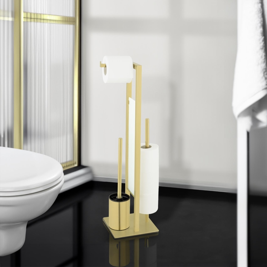 WENKO 26034100 - Zestaw WC RIVALTA 18x70 cm stal nierdzewna/złoty/biały/czarny