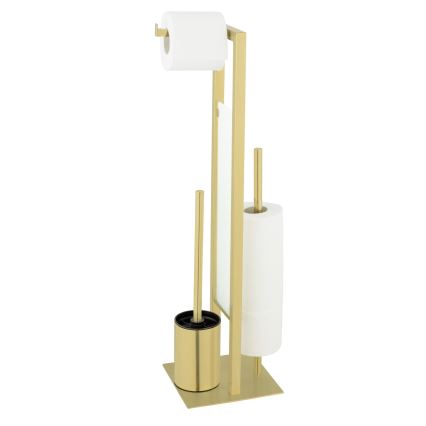 WENKO 26034100 - Zestaw WC RIVALTA 18x70 cm stal nierdzewna/złoty/biały/czarny