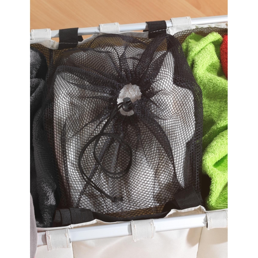 WENKO 3440113100 - Kosz na pranie TRIO 63x57 cm beżowy/czarny/srebrny