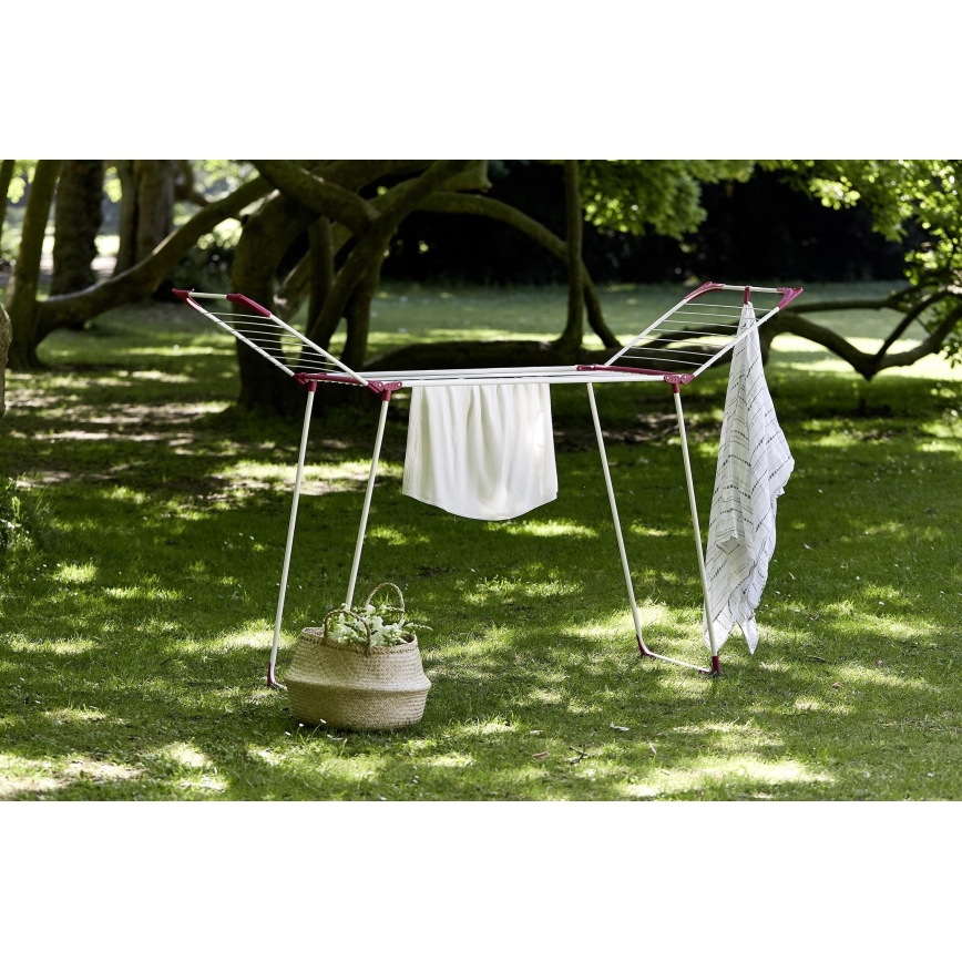 WENKO 3774021100 - Suszarka na pranie SUMMER DRY 153x76 cm biała/różowa