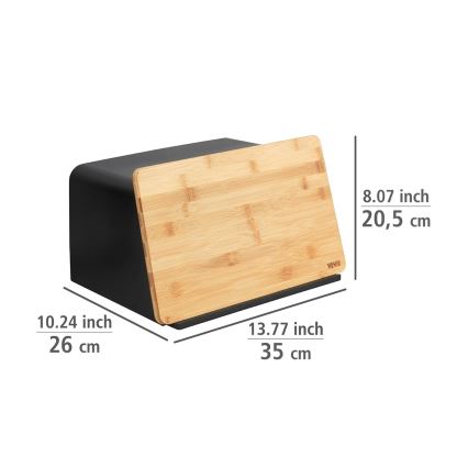 WENKO 54098100 - Chlebak KUBO 35x26,5 cm czarny/brązowy