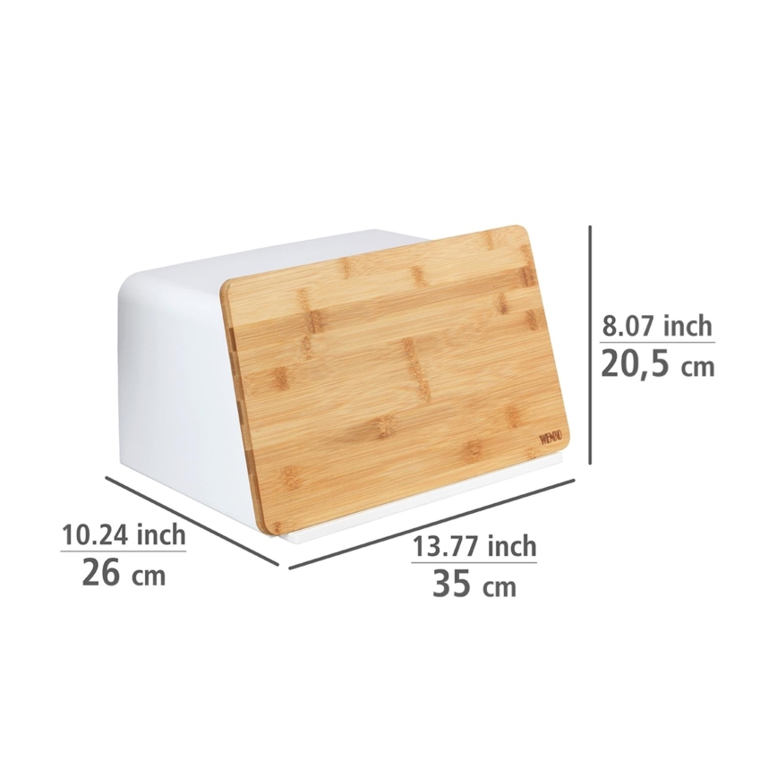 WENKO 54099100 - Chlebak KUBO 35x26,5 cm biały/brązowy