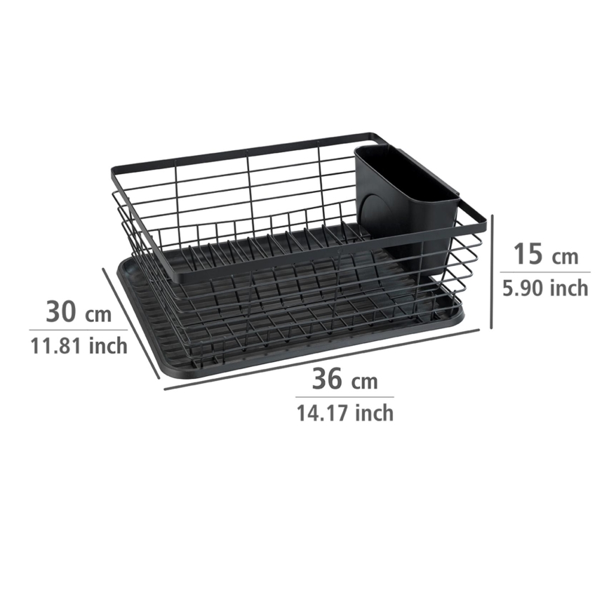 WENKO 54766100 - Ociekacz do naczyń BLACK OUTDOOR KITCHEN 36x30 cm czarny/czarny
