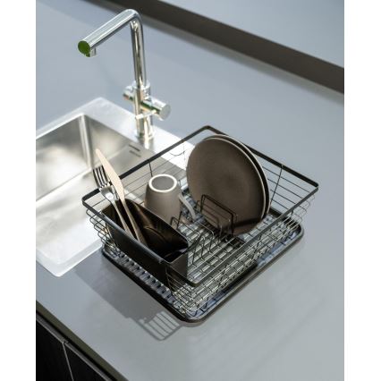 WENKO 54766100 - Ociekacz do naczyń BLACK OUTDOOR KITCHEN 36x30 cm czarny/czarny