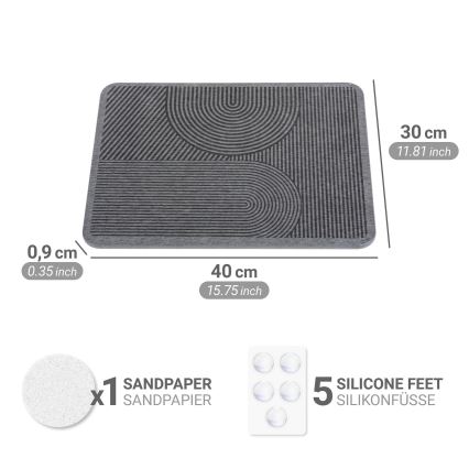 WENKO 54955100 - Mata ociekowa DAMON 40x30 cm diatomit/szary