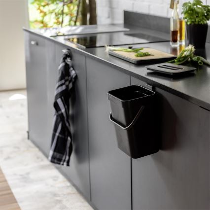 WENKO 55027100 - Kosz na śmieci BLACK OUTDOOR KITCHEN 19x24 cm czarny/szary/przezroczysty