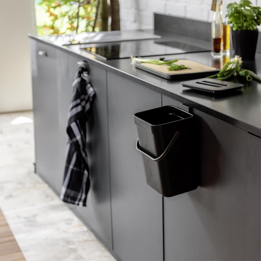 WENKO 55027100 - Kosz na śmieci BLACK OUTDOOR KITCHEN 19x24 cm czarny/szary/przezroczysty