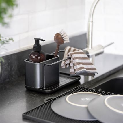WENKO 55078100 - Organizer BLACK OUTDOOR KITCHEN 21 x 12 cm, stal nierdzewna/czarny