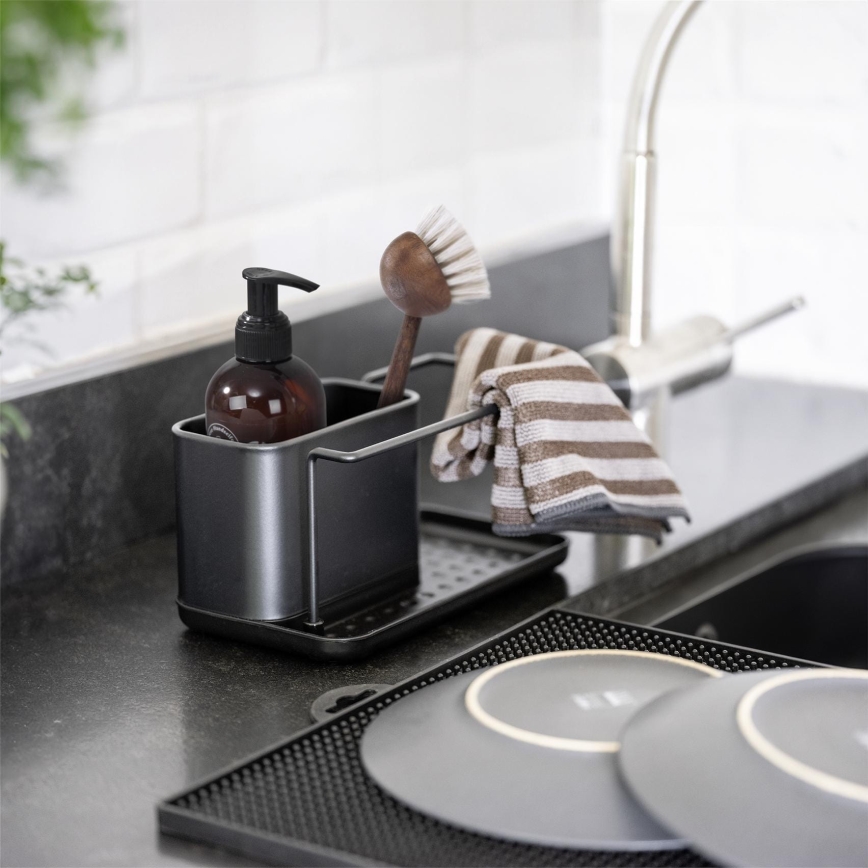 WENKO 55078100 - Organizer BLACK OUTDOOR KITCHEN 21 x 12 cm, stal nierdzewna/czarny