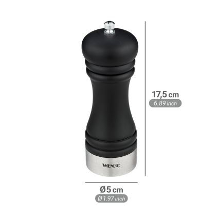 WENKO 55083100-Młynek do pieprzu BLACK OUTDOOR KITCHEN 5x17,5 cm czarny/biały
