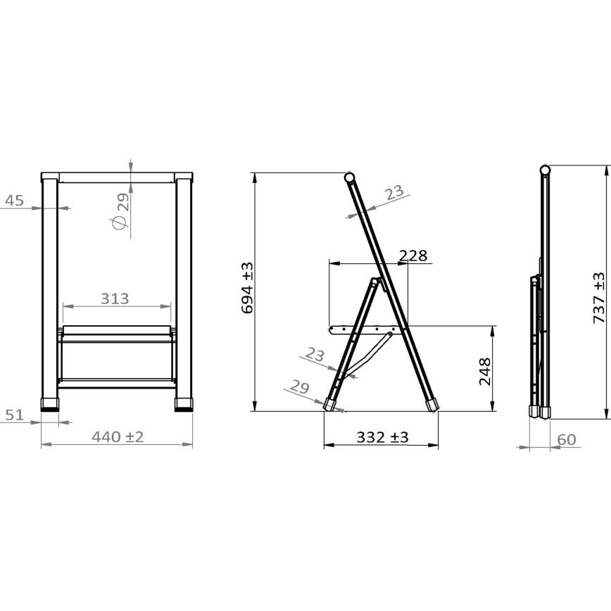WENKO 601011100 - Schodki ALU-DESIGN 44x101 cm, srebrno-czarne