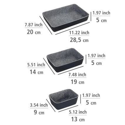 WENKO 64502100 - Organizer do szuflady FELT 28,5x20 cm szary