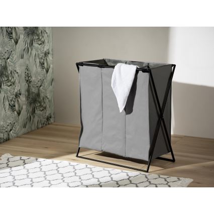 WENKO 71297800 - Kosz na pranie TRIO 69x76 cm szary/czarny