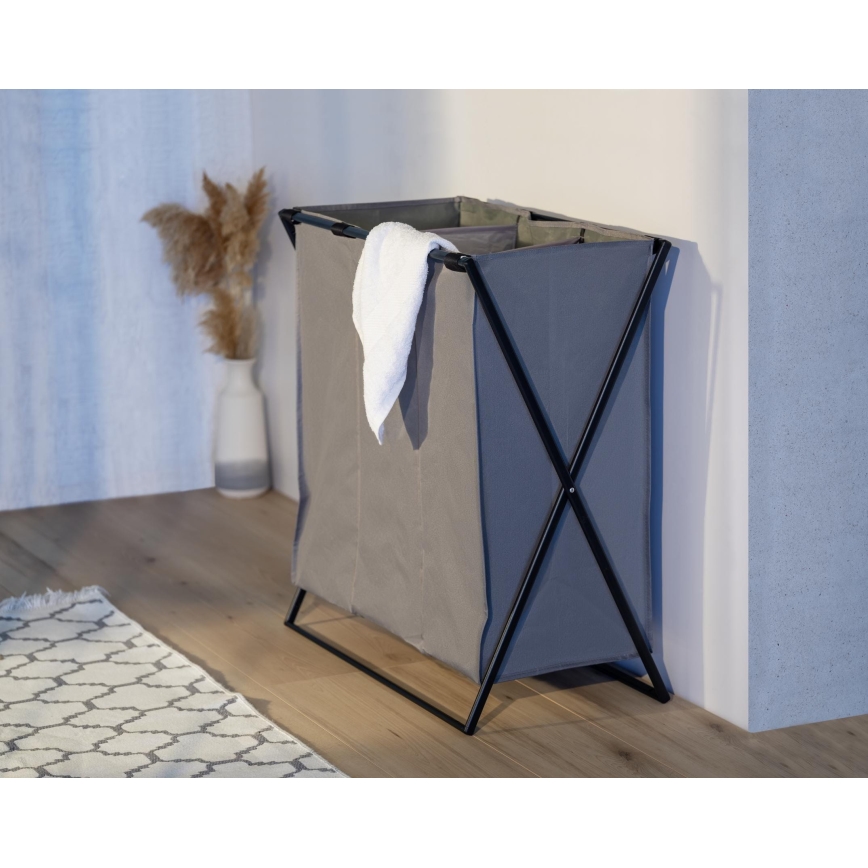 WENKO 71297800 - Kosz na pranie TRIO 69x76 cm szary/czarny