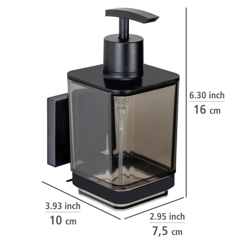 WENKO 71444800 - Dozownik mydła VACUUM-LOC QUADRO ED 7,5x16 cm czarny