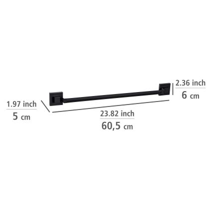 WENKO 71445800 - Drążek na ręczniki VACUUM-LOC QUADRO ED 60,5x6 cm czarny