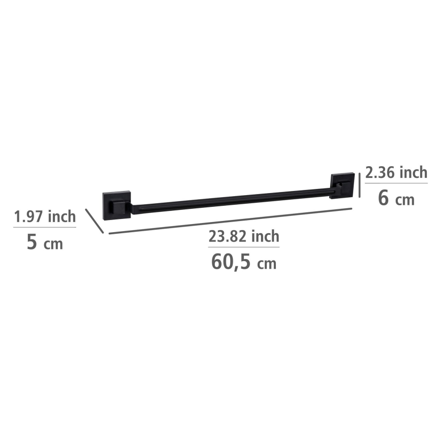 WENKO 71445800 - Drążek na ręczniki VACUUM-LOC QUADRO ED 60,5x6 cm czarny