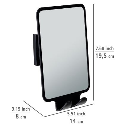 WENKO 71449800 - Lustro VACUUM-LOC QUADRO ED 14x19,5 cm czarne