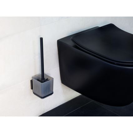 WENKO 71450800 - Zestaw WC VACUUM-LOC QUADRO ED 9,5x37 cm czarny