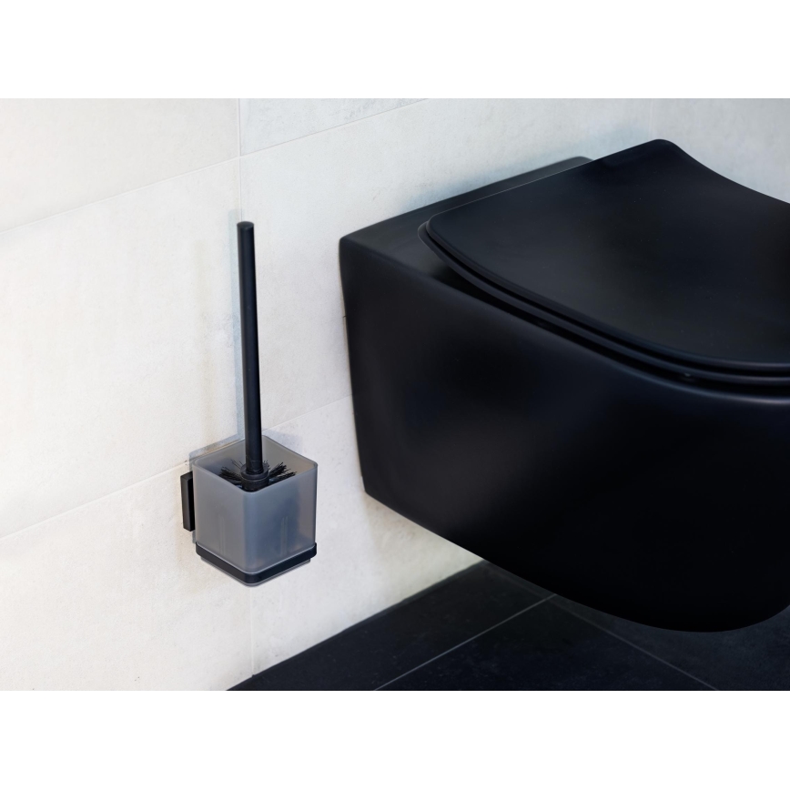 WENKO 71450800 - Zestaw WC VACUUM-LOC QUADRO ED 9,5x37 cm czarny