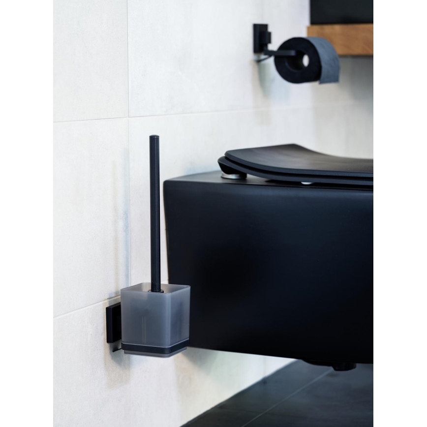 WENKO 71450800 - Zestaw WC VACUUM-LOC QUADRO ED 9,5x37 cm czarny