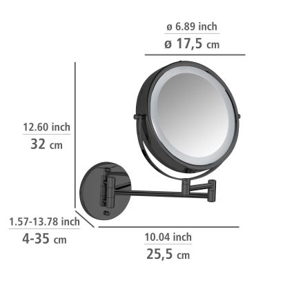WENKO 71559800 - Lustro POWER-LOC 25,5x32 cm czarne