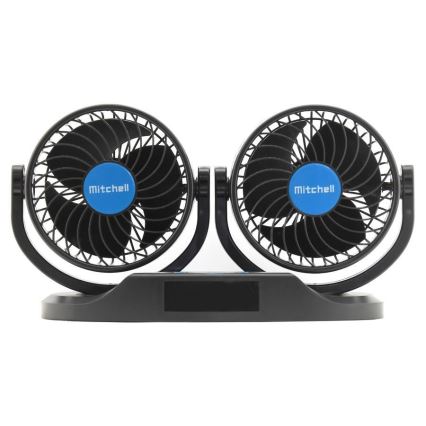Wentylator deski rozdzielczej samochodu z termometrem 9W/12V czarny