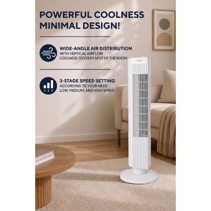 Wentylator kolumnowy 50W/230V 74,5 cm biały