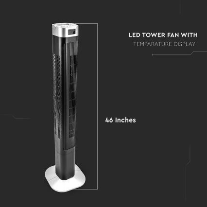 Wentylator kolumnowy ze wskaźnikiem temperatury i zdalnym sterowaniem 55W/230V