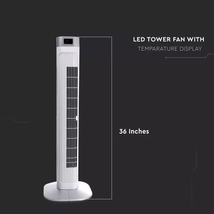 Wentylator kolumnowy ze wskażnikiem temperatury z pilotem 55W/230V