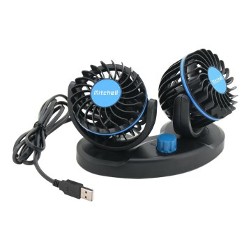 Wentylator na deskę rozdzielczą samochodu zUSB 3W/5V czarny