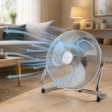 Wentylator podłogowy 140W/230V śr. 45 cm błyszczący chrom