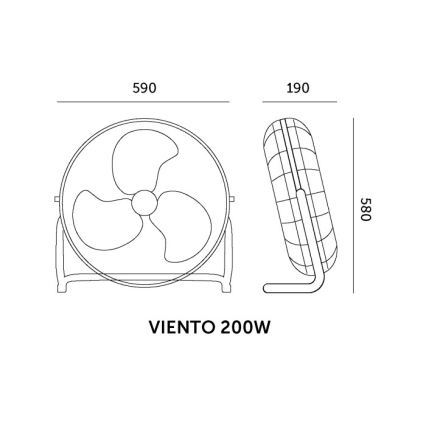 Wentylator podłogowy VIENTO 200W/230V w błyszczącym chromie