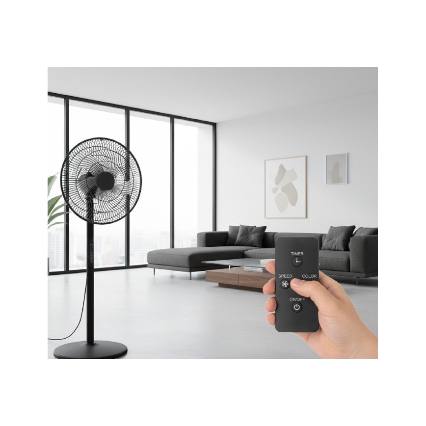 Wentylator stojący VIENTO-R 40W/230V czarny + zdalne sterowanie
