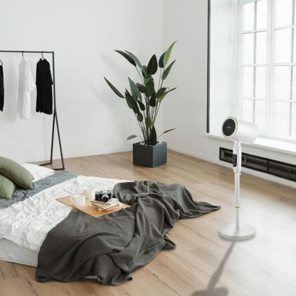 Wentylator stojący z funkcją grzewczą 50W/2200W/230V o średnicy 20 cm, biały
