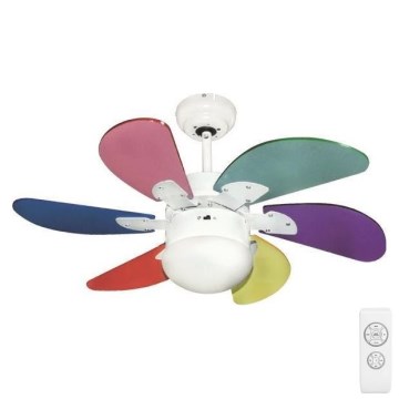 Wentylator sufitowy 1xE27/70W/230V śr. 90 cm kolorowy + pilot zdalnego sterowania