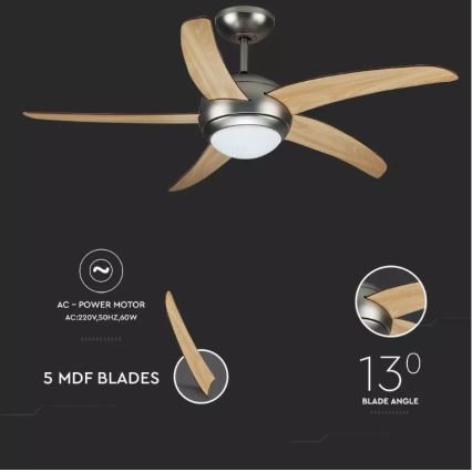 Wentylator sufitowy 2xE27/20W/230V śr. 132 cm + pilot zdalnego sterowania