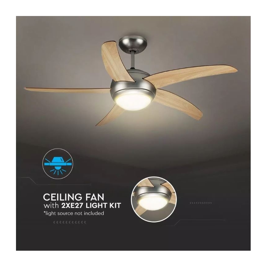 Wentylator sufitowy 2xE27/20W/230V o średnicy 132 cm z pilotem do zdalnego sterowania