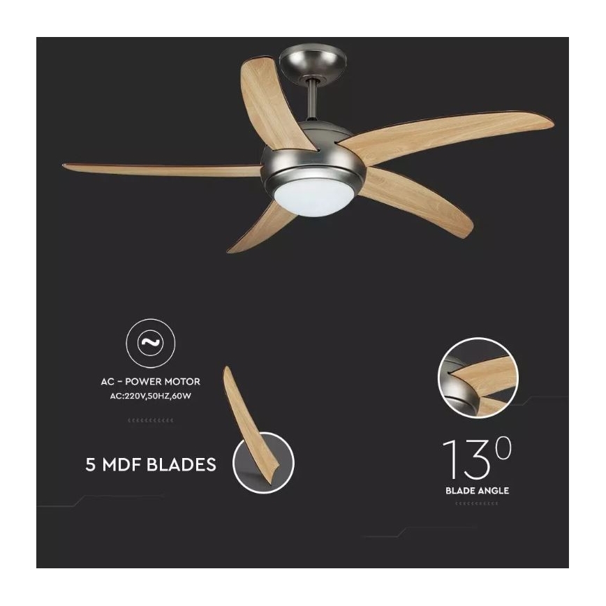 Wentylator sufitowy 2xE27/20W/230V o średnicy 132 cm z pilotem do zdalnego sterowania