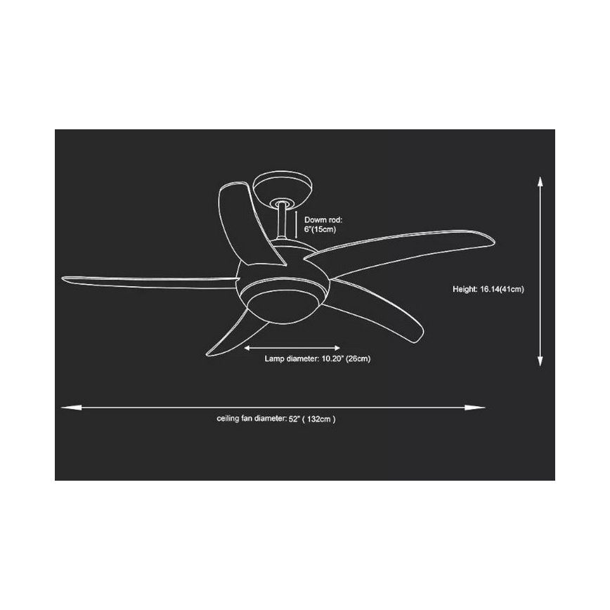 Wentylator sufitowy 2xE27/20W/230V o średnicy 132 cm z pilotem do zdalnego sterowania